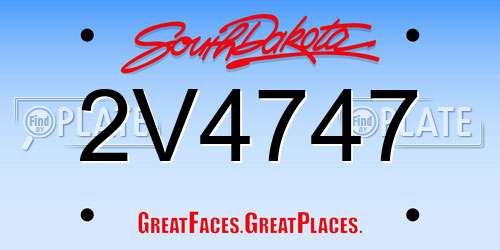 2V4747 South Dakota License Plate
