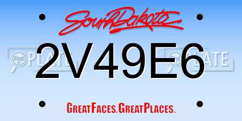 2V49E6 South Dakota License Plate