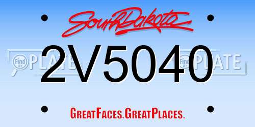 2V5040 South Dakota License Plate