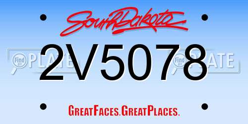 2V5078 South Dakota License Plate