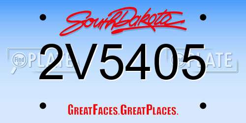 2V5405 South Dakota License Plate