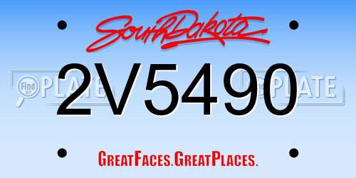 2V5490 South Dakota License Plate