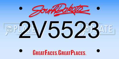 2V5523 South Dakota License Plate