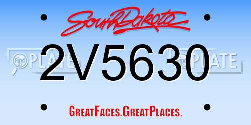 2V5630 South Dakota License Plate