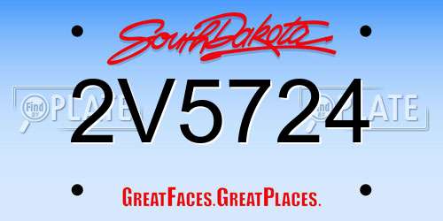 2V5724 South Dakota License Plate