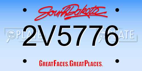 2V5776 South Dakota License Plate