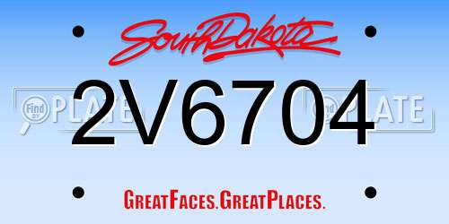 2V6704 South Dakota License Plate