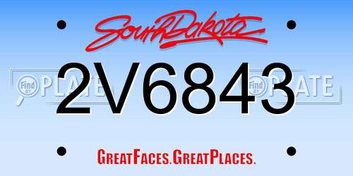 2V6843 South Dakota License Plate