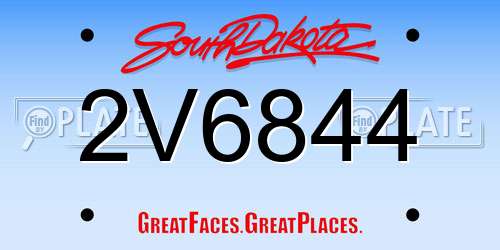 2V6844 South Dakota License Plate