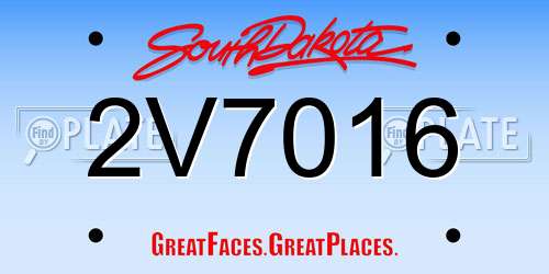 2V7016 South Dakota License Plate