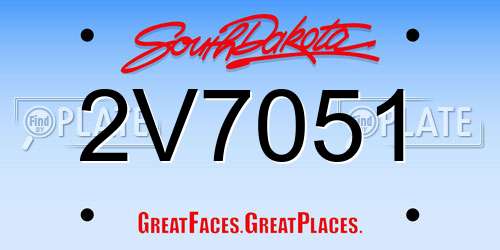 2V7051 South Dakota License Plate