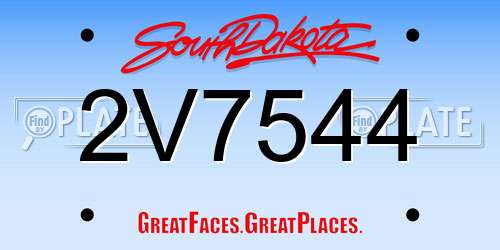 2V7544 South Dakota License Plate