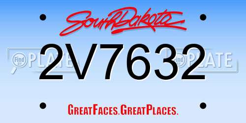 2V7632 South Dakota License Plate