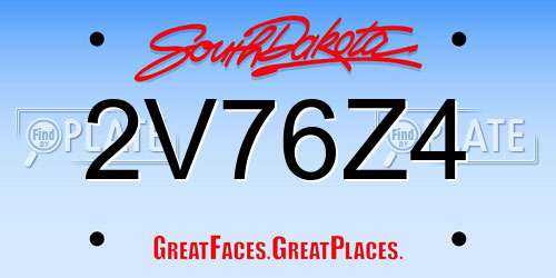 2V76Z4 South Dakota License Plate