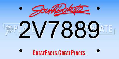 2V7889 South Dakota License Plate