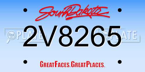 2V8265 South Dakota License Plate