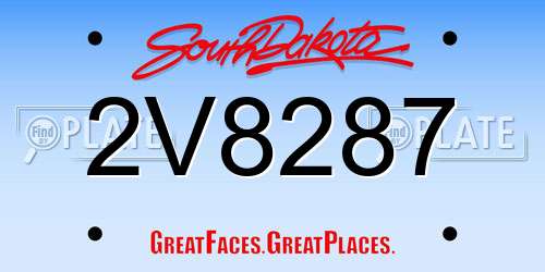 2V8287 South Dakota License Plate