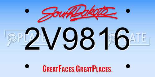 2V9816 South Dakota License Plate