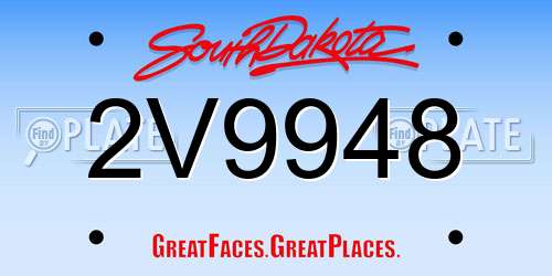 2V9948 South Dakota License Plate