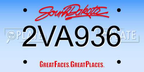 2VA936 South Dakota License Plate