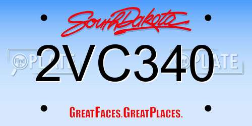 2VC340 South Dakota License Plate