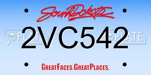 2VC542 South Dakota License Plate