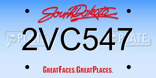 2VC547 South Dakota License Plate