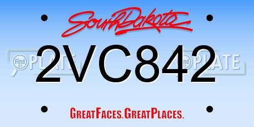 2VC842 South Dakota License Plate