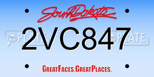 2VC847 South Dakota License Plate