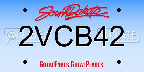 2VCB42 South Dakota License Plate