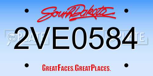 2VE0584 South Dakota License Plate
