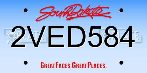 2VED584 South Dakota License Plate