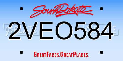 2VEO584 South Dakota License Plate
