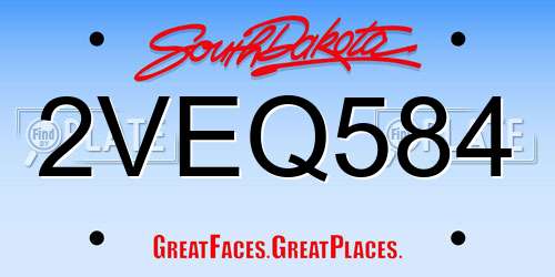 2VEQ584 South Dakota License Plate