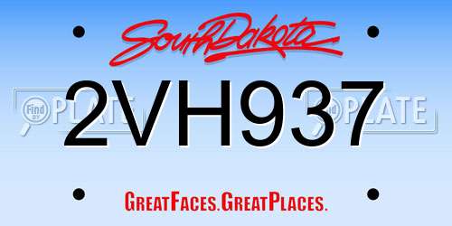 2VH937 South Dakota License Plate