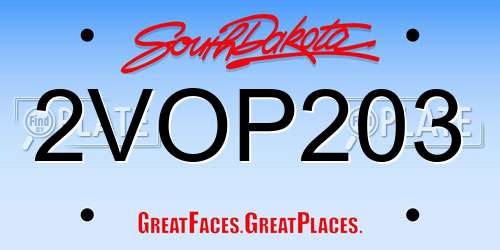 2VOP203 South Dakota License Plate
