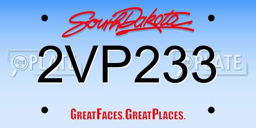 2VP233 South Dakota License Plate