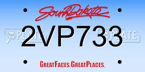 2VP733 South Dakota License Plate