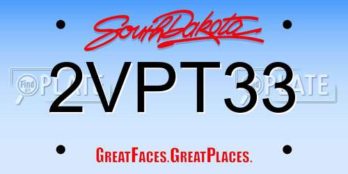 2VPT33 South Dakota License Plate