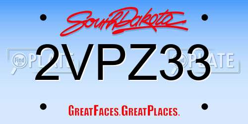 2VPZ33 South Dakota License Plate