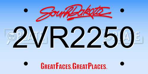 2VR2250 South Dakota License Plate