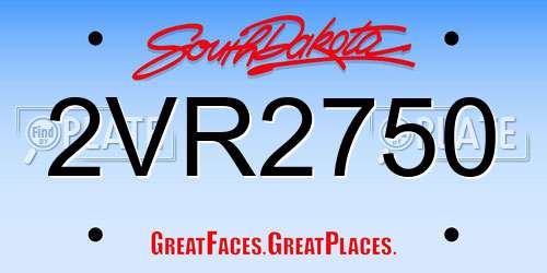 2VR2750 South Dakota License Plate