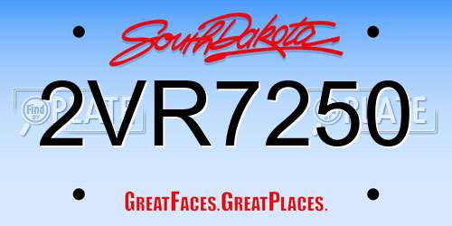 2VR7250 South Dakota License Plate