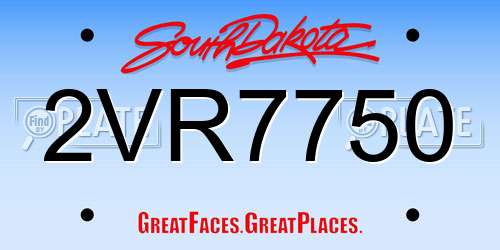 2VR7750 South Dakota License Plate