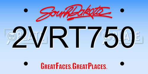 2VRT750 South Dakota License Plate