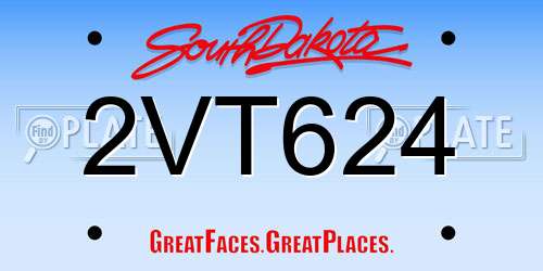 2VT624 South Dakota License Plate