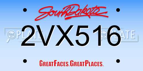 2VX516 South Dakota License Plate