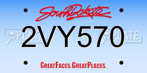 2VY570 South Dakota License Plate
