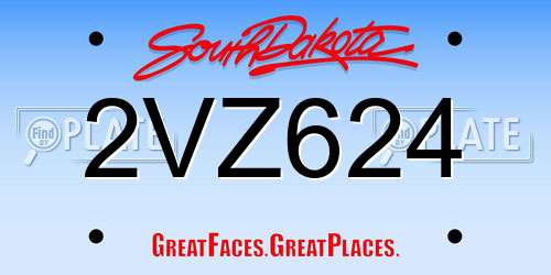 2VZ624 South Dakota License Plate