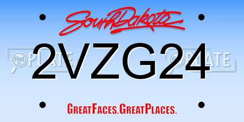2VZG24 South Dakota License Plate